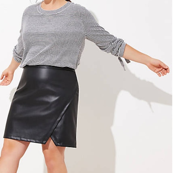 LOFT Dresses & Skirts - Loft Plus Faux Leather Wrap Skirt